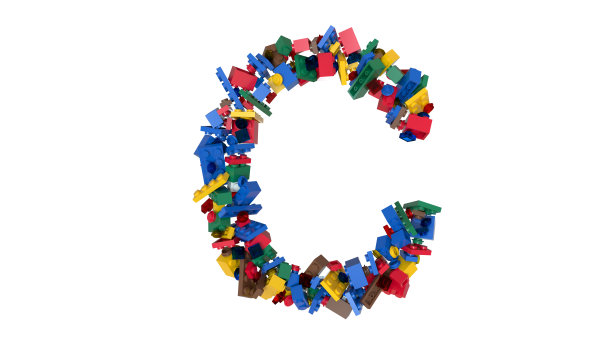 混合颜色的砖块建筑块字体文本C图片下载