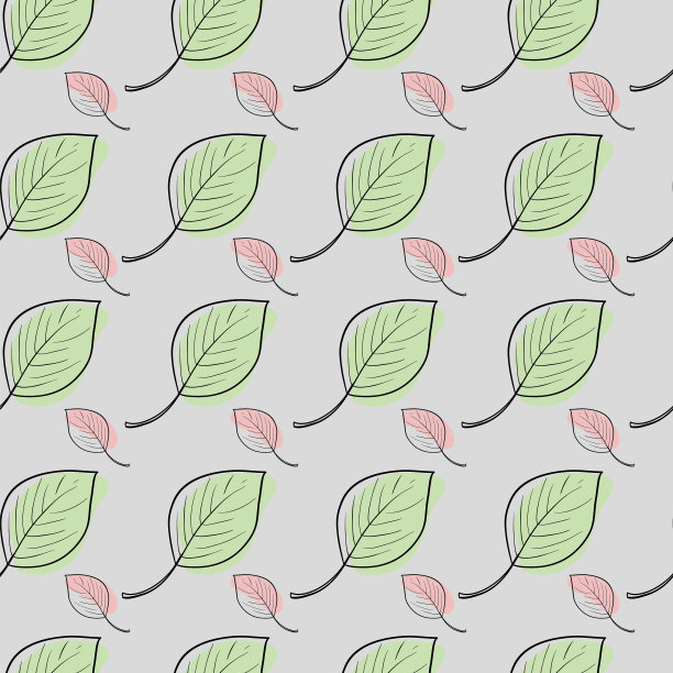 无缝图案线条艺术叶图片下载