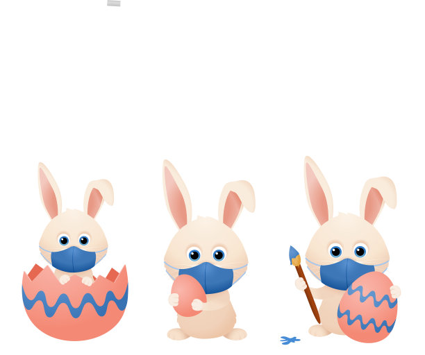 复活节兔子covid图标集图片下载