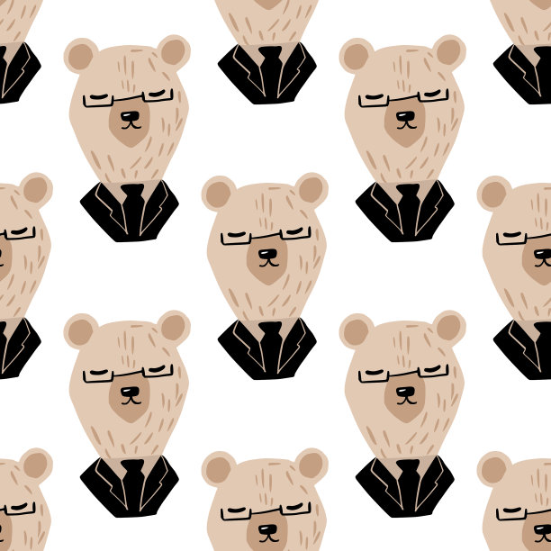 无缝隔离图案与涂鸦儿童熊图片下载