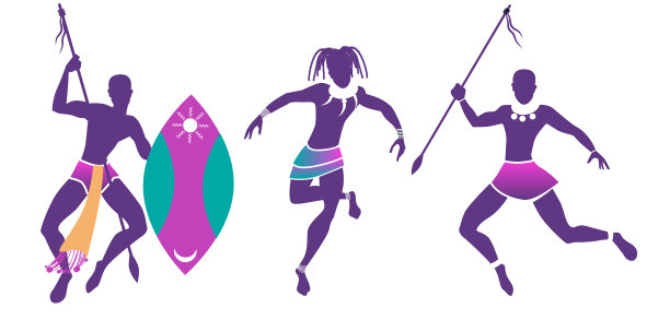 非洲战士的剪影在部落和图片下载