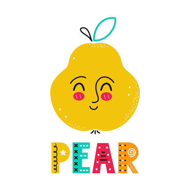 可爱快乐的微笑，梨子水果简单扁平图片下载