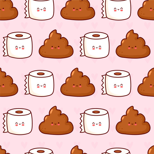 可爱有趣的便便和卫生纸无缝图案图片下载