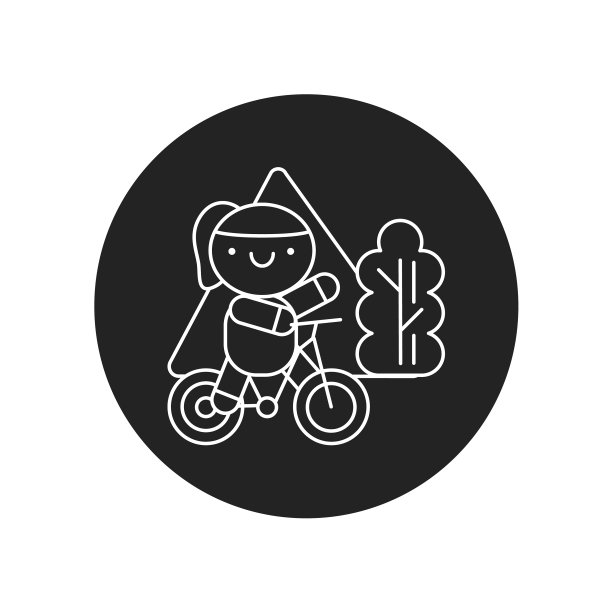 可爱的女孩在自行车字形黑色图标户外图片下载