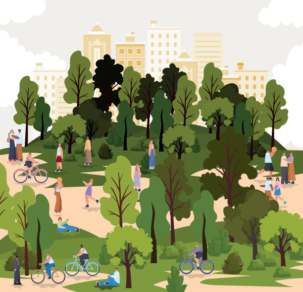 让人们在公园里骑自行车图片下载