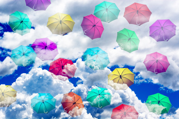 3 d。天上的伞都撑到了云上图片下载