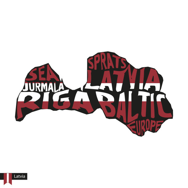 字体图剪影拉脱维亚在黑色和图片下载