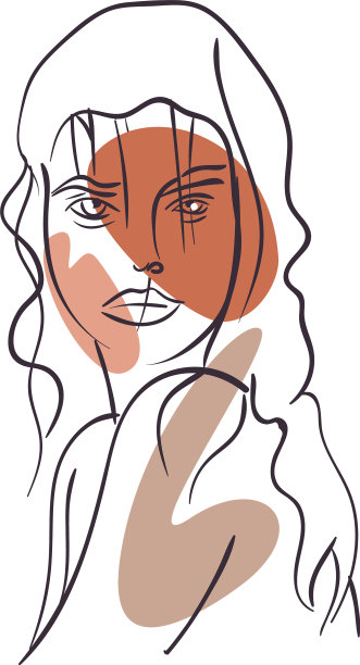 性感女人卡通与棕色的颜色设计图片下载