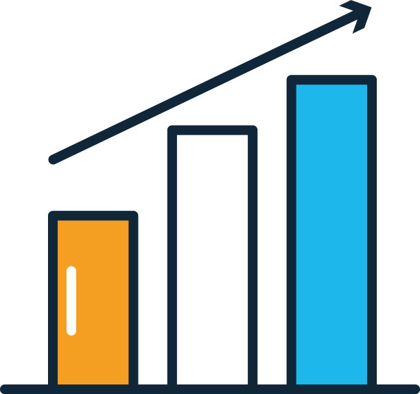 带上升箭头线和的条形图图片下载