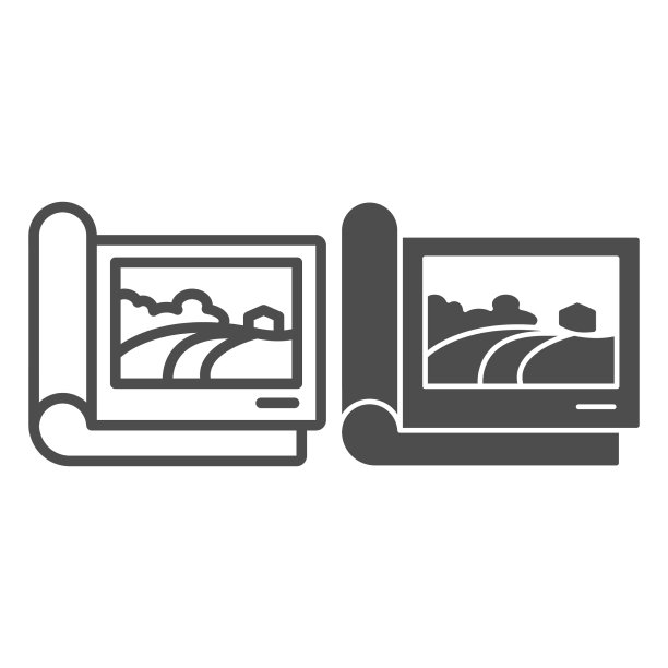 相册与绘画线和固体图标在线图片下载