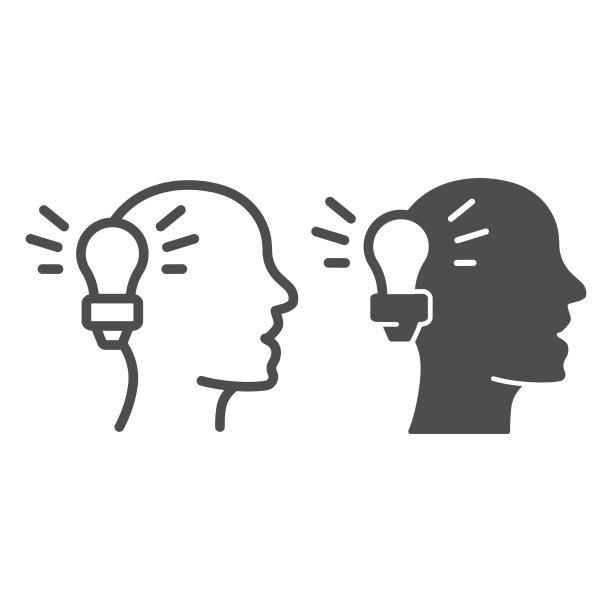 灯泡和人的头部线和实体图标图片下载