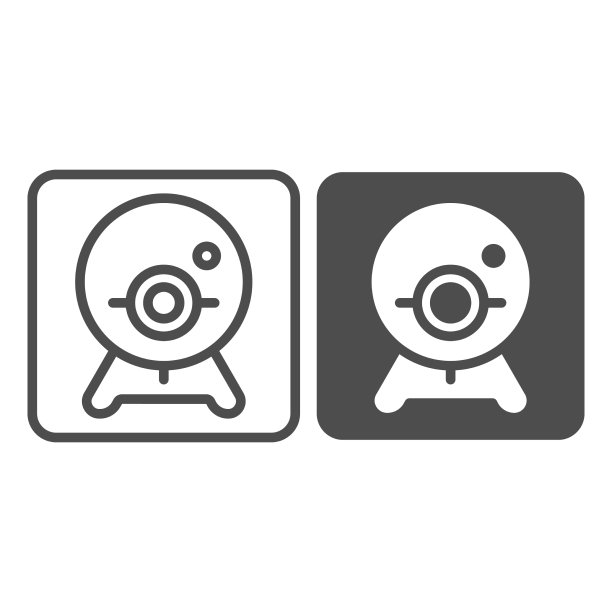 网络摄像头线和固体图标在线教育图片下载