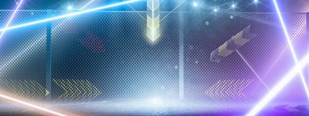 抽象的黑色背景与氖辉光。街。霓虹、蓝光、紫光和激光表演。霓虹灯箭头图片下载