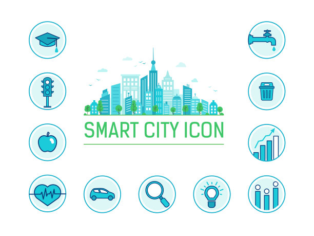 智慧城市信息现代蓝色城市图片下载