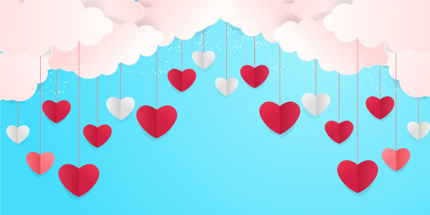 爱的背景与心的形状和云彩图片下载