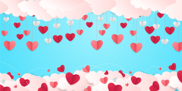 爱的背景与心的形状和云彩图片下载