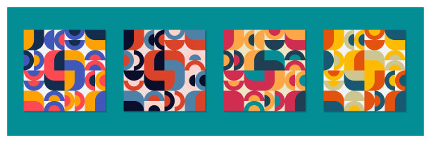 彩色抽象几何壁画背景图片下载