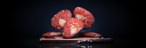 生牛排，黑牛膝。三维渲染图片下载
