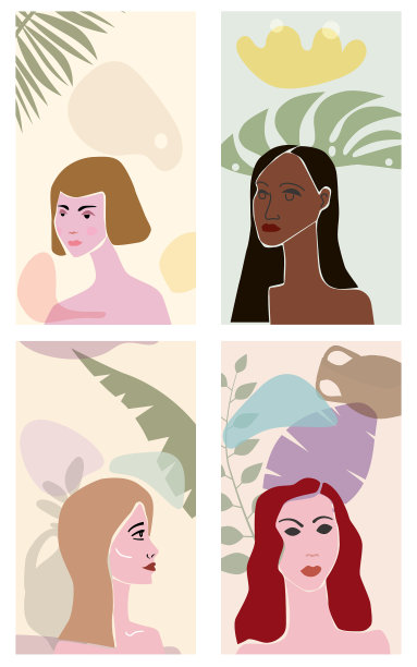 设定女人肖像的简约抽象当代图片下载