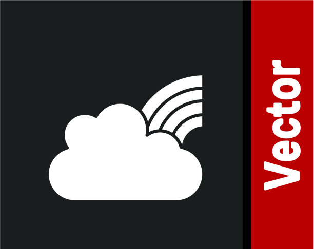 白色彩虹与云图标孤立在黑色图片下载