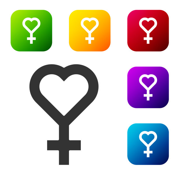 黑人女性的性别符号图标孤立在白人图片下载