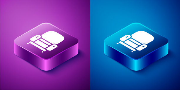 等距扶手椅图标孤立在蓝色和图片下载