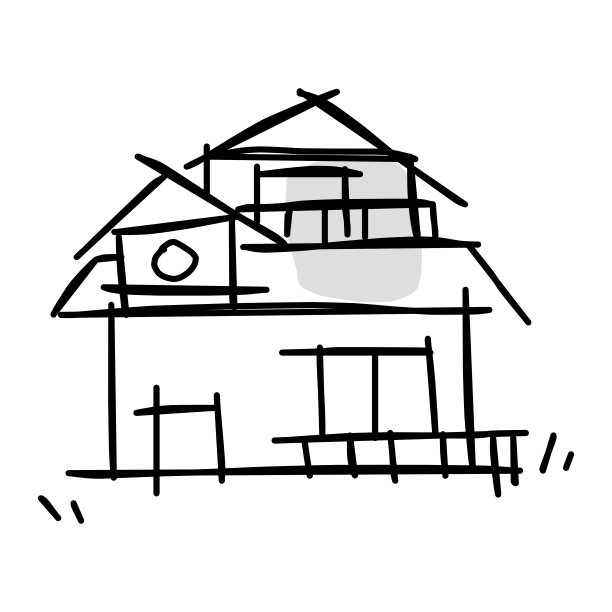 粗糙线条艺术的房子图标，点，黑色15图片下载