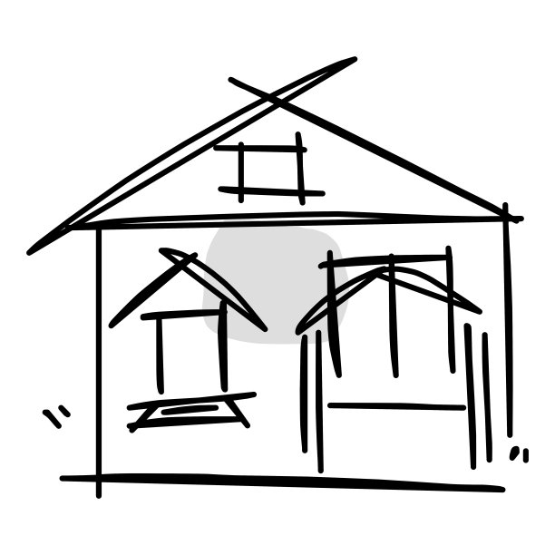 粗糙线条艺术的房子图标，点，黑色19图片下载