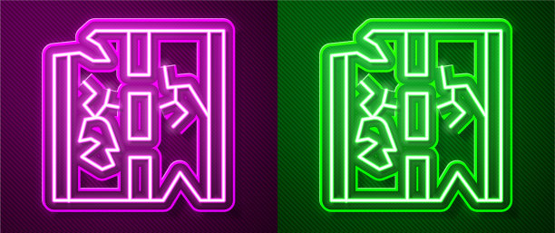 发光的霓虹线破碎的道路上孤立的图标图片下载