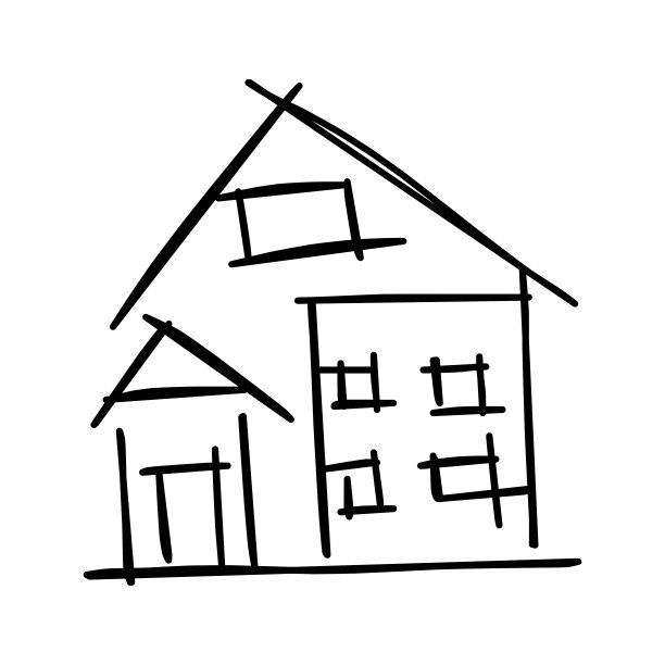 粗糙线条艺术的房子图标，简单，黑色22图片下载