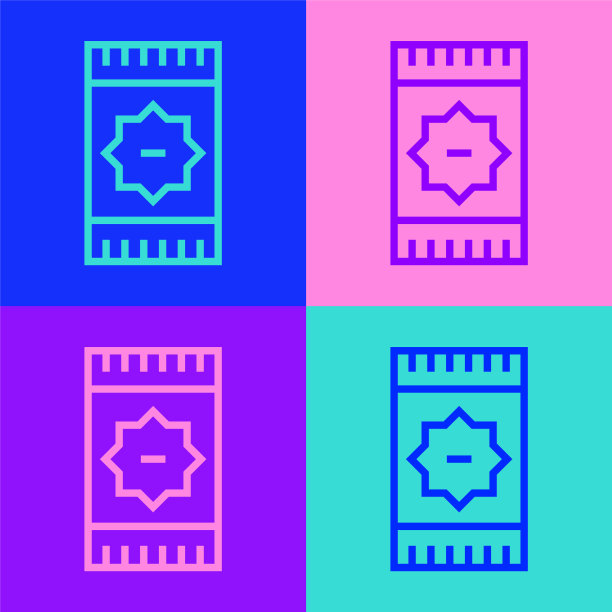 流行艺术线墨西哥地毯图标孤立的颜色图片下载