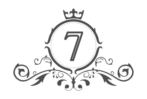程式化的数字7装饰和皇冠字母图片下载