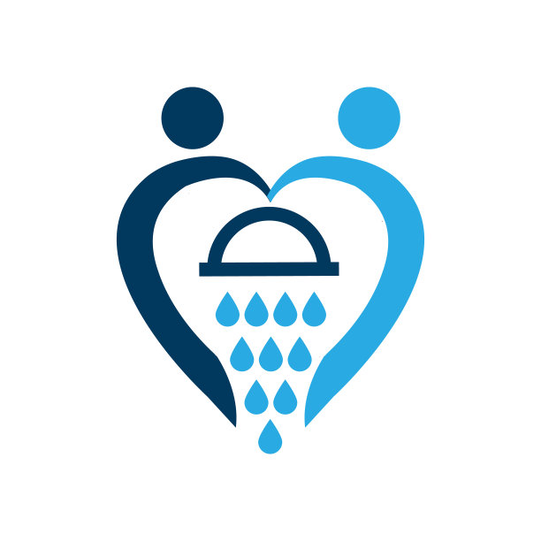 沐浴在爱的标志结合心与淋浴矢量创意图标设计插画图片下载