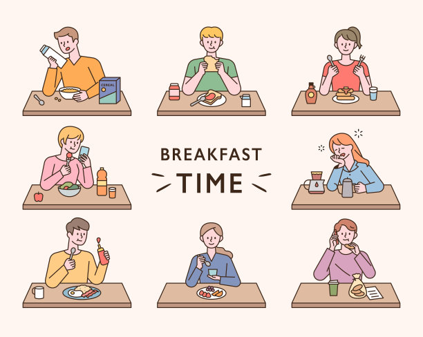 吃早餐的人。图片下载