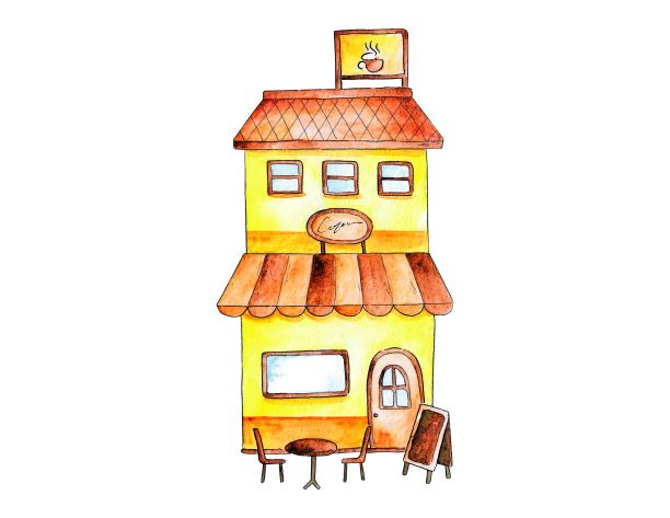 手绘水彩前端存储矢量插图图片下载