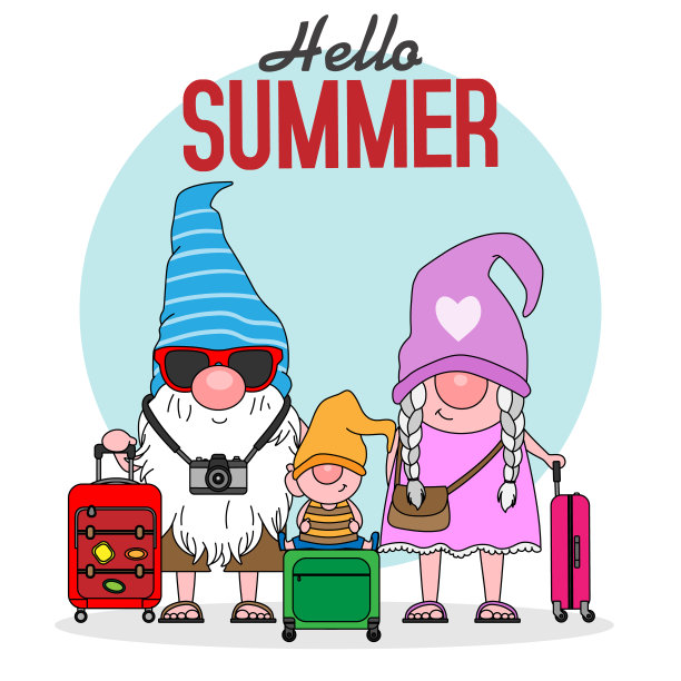 带着旅行箱的侏儒家庭图片下载