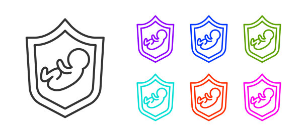 黑线baon盾图标孤立在白色上图片下载