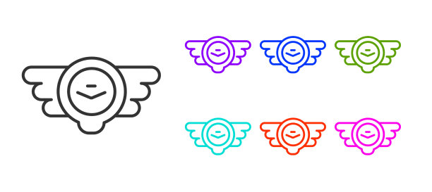 黑色线航空徽章图标孤立在白色图片下载