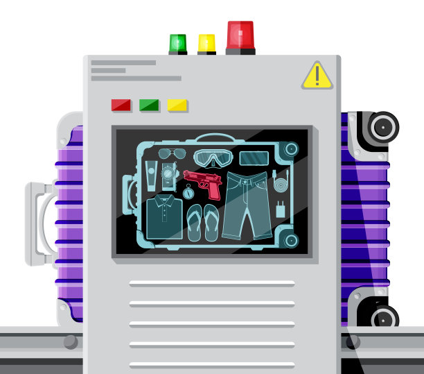 机场安检扫描仪。输送机与行李图片下载