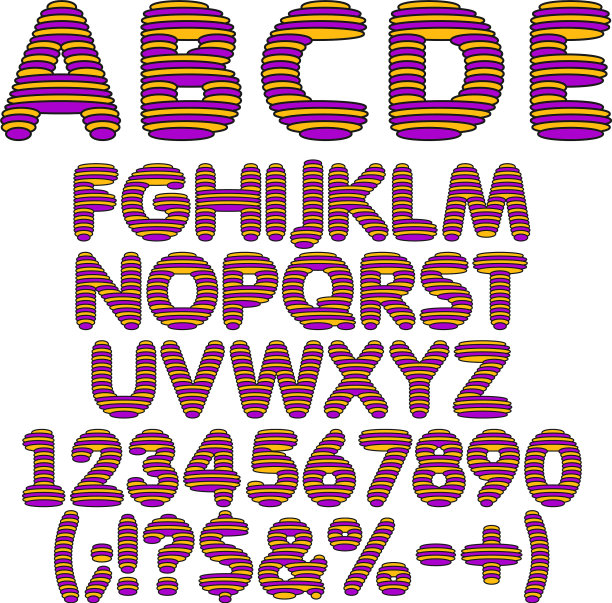 黄色和紫色的字母数字图片下载