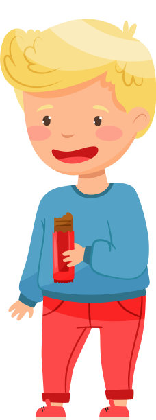 金发男孩拿着巧克力棒图片下载