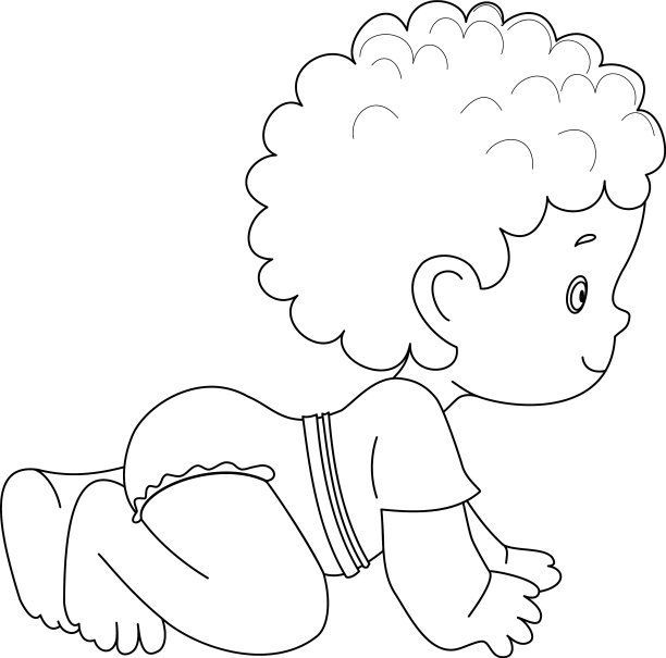 漂亮的爬行bakid孤立在白色图片下载