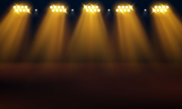 聚光灯特殊的灯光效果发光。隔离在黑色透明背景。图片下载