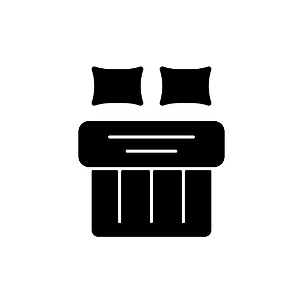 双人床设置黑色字形图标图片下载