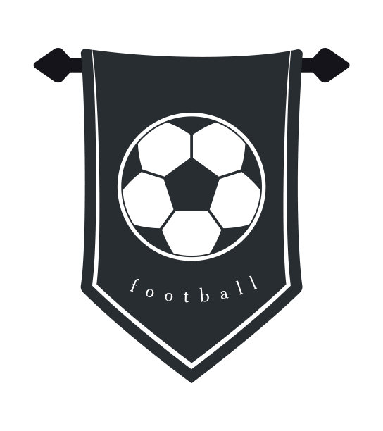 悬挂在墙上的三角旗上的足球剪影图片下载