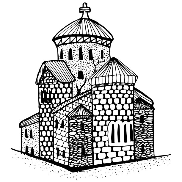 素描寺庙，教堂，教堂图片下载