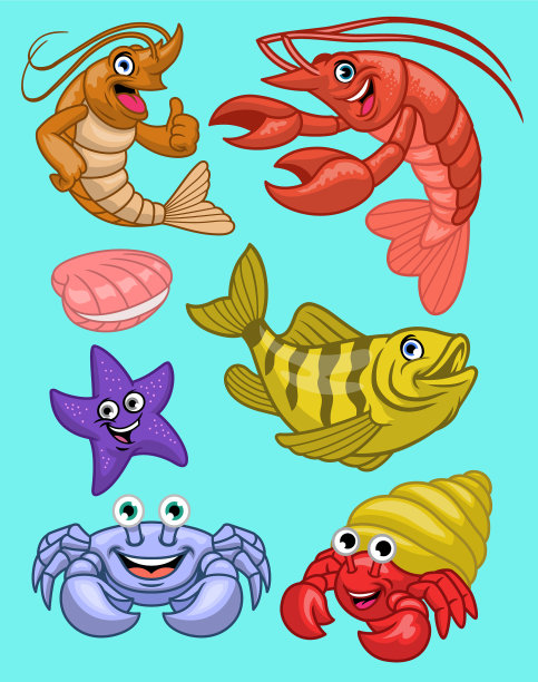 设置海洋动物卡通风格图片下载
