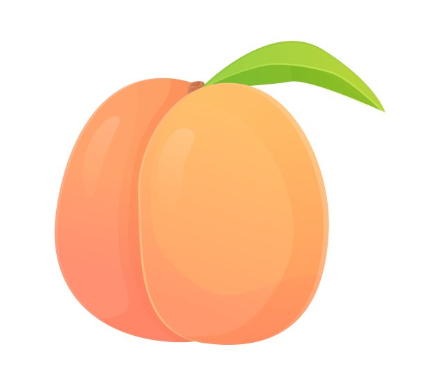 整个桃子水果。可用于健康饮食，收获天然生态食品理念。股票矢量插图在现实的卡通风格图片下载