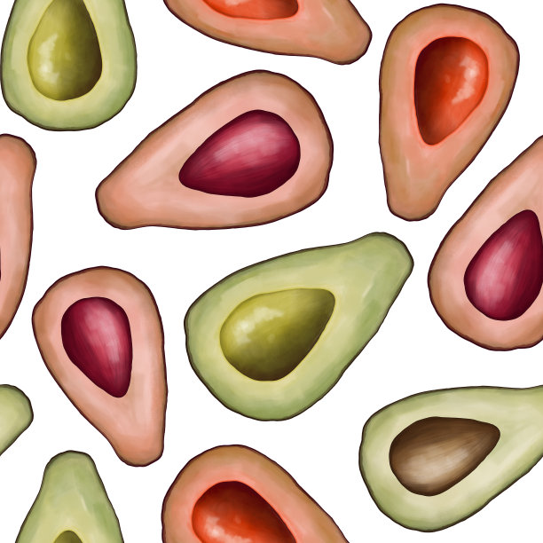 白色背景上的两半牛油果。图片下载