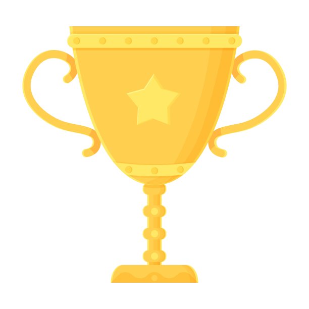 卡通优胜者杯对象。带皇冠的金色奖杯。奖励、成功、竞争、成就、祝贺概念。股票矢量元素孤立在白色背景在平面风格。图片下载